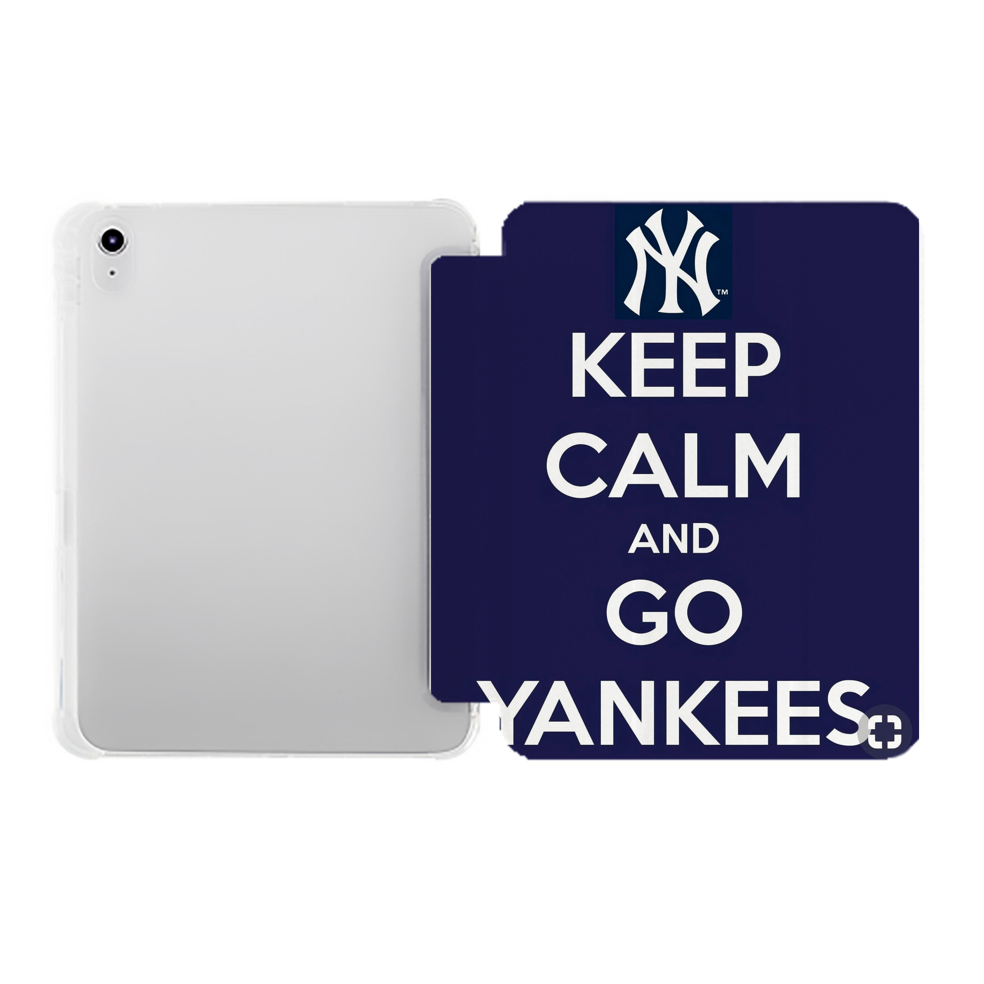 New York Yankees Keep Calm and Go Yankees Premium Tri-Fold PU Leather & Silicone IPad Case With Pencil Slot – Fits 9.5,10.5,10.9 – Adjustable Stand, Slim, Protective